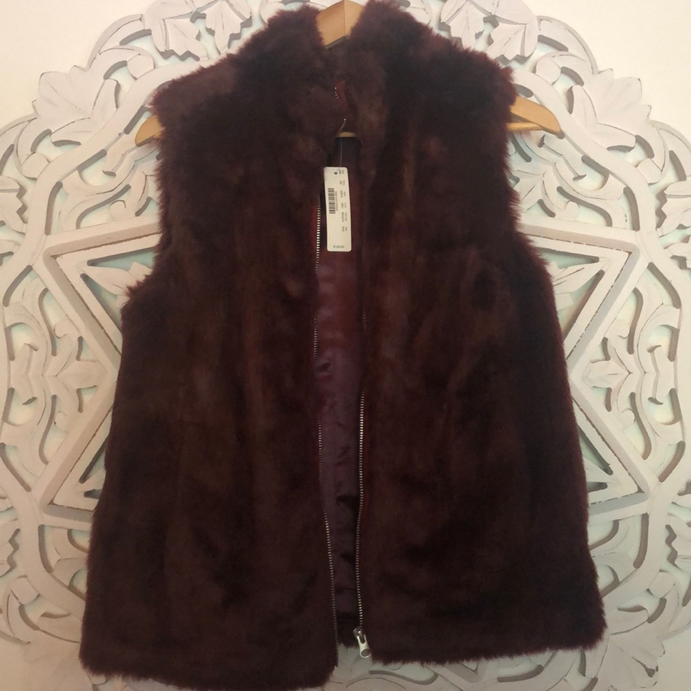 Jcrew Plum fur vest never worn
